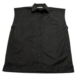 Phoebe Philo Cutoff Button Up Shirt in Black Technical Fabric